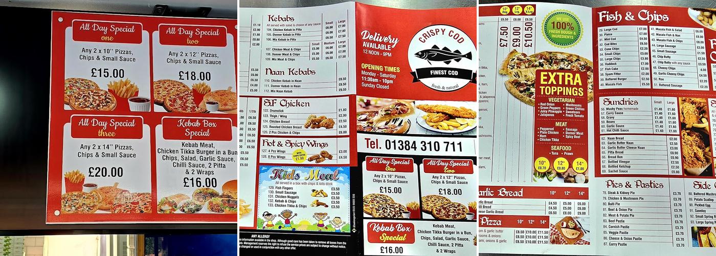 Crispy Cod Fish & Chips Menu
