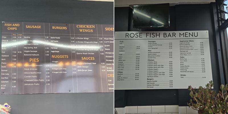 Rose Fish Bar Menu