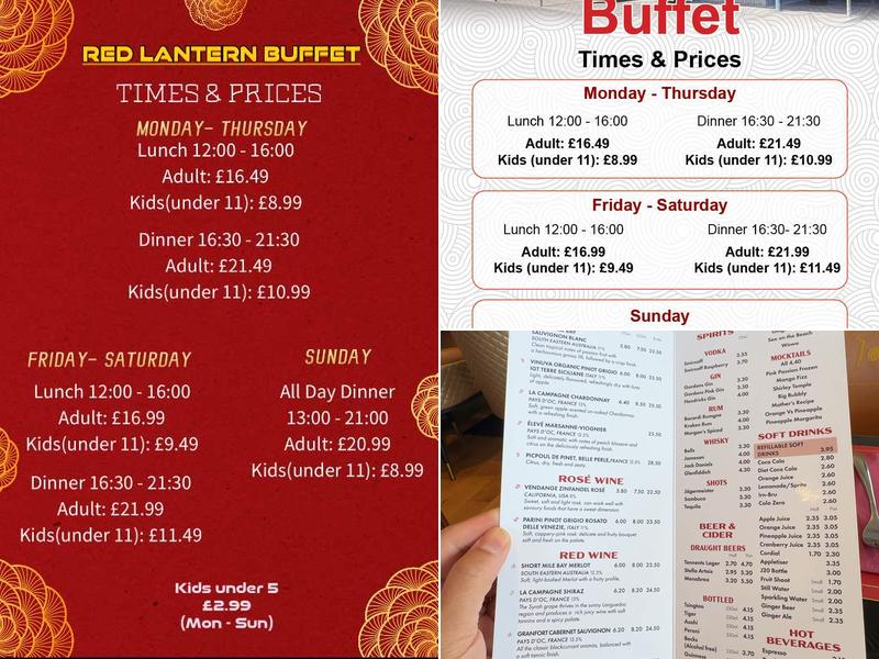 Red Lantern Chinese Buffet Menu
