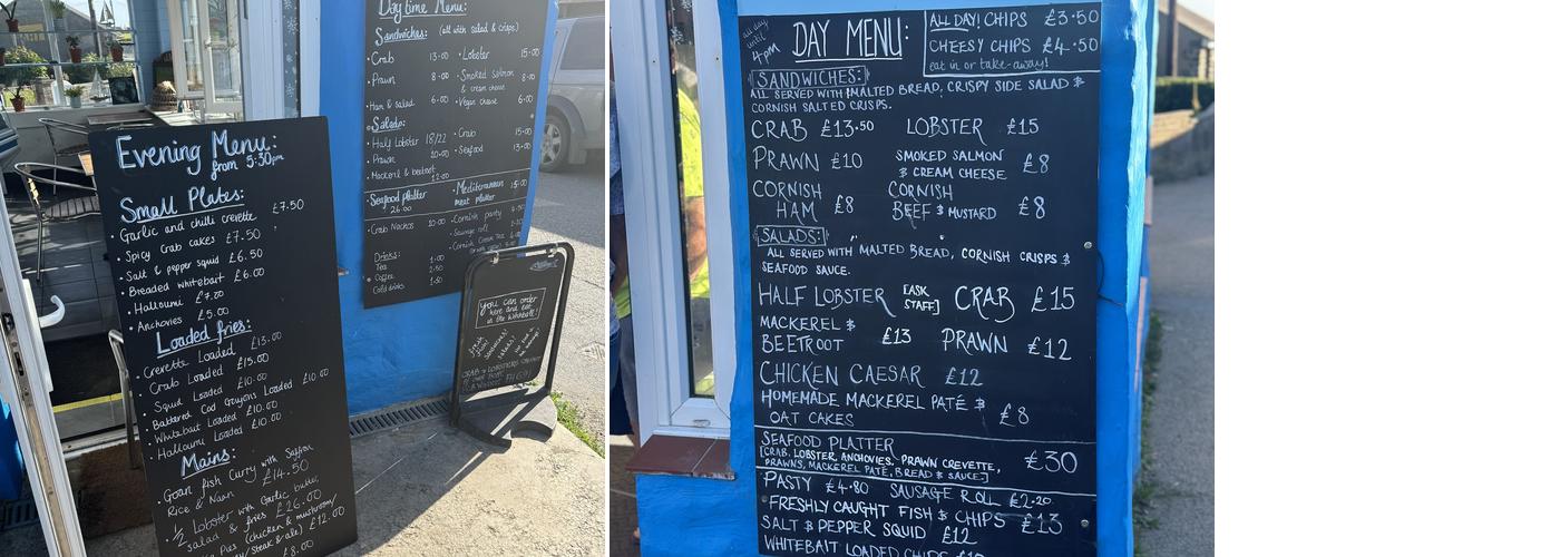 Lizard Shellfish Menu