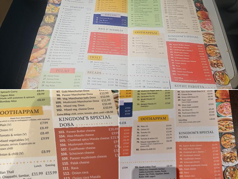 DOSA KINGDOM Menu
