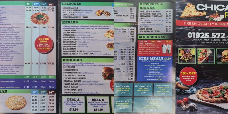 Chicago Pizza Menu