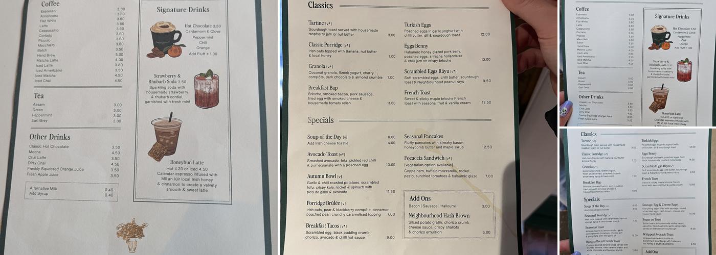 Neighbourhood Cafe Menu