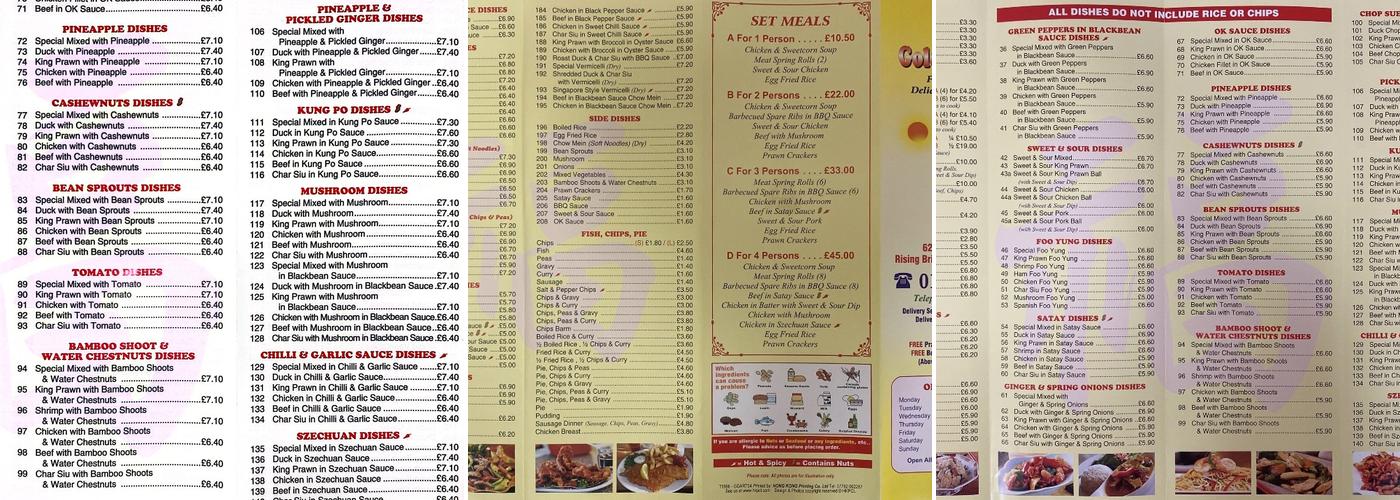 Golden Garden Menu