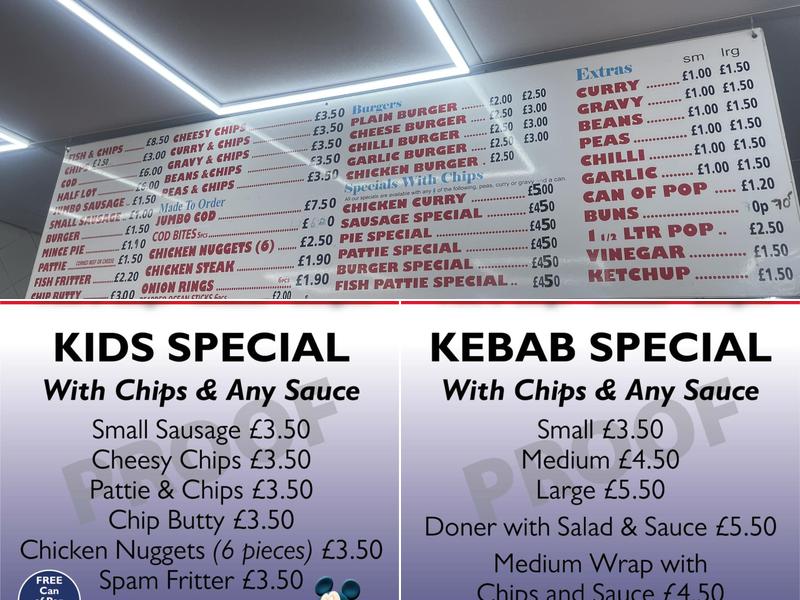 BRITANNIA FISHERIES Menu