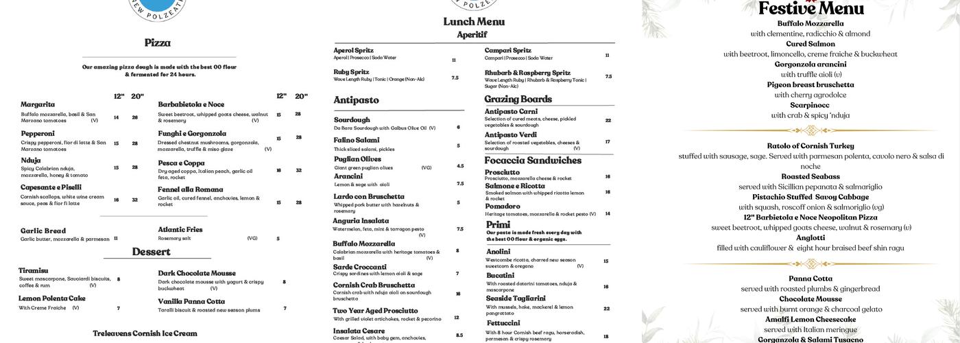 The Atlantic, New Polzeath Menu