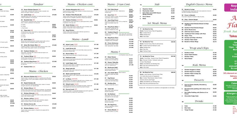 Aahar Flavours Menu