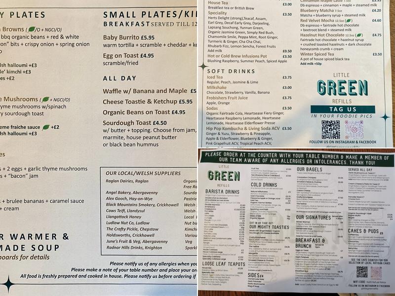 Little Green Refills Menu