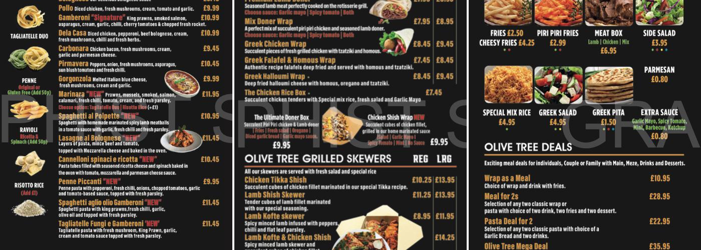 Olive Tree - Bestwood Menu