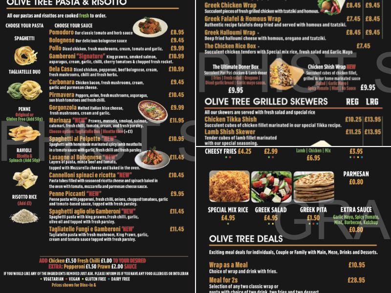 Olive Tree - Bestwood Menu