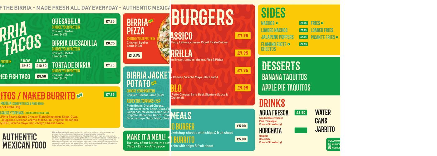 Mucho Picante Menu