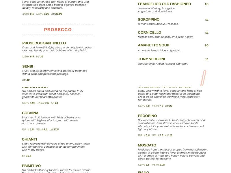 Scarpetta Edinburgh Menu