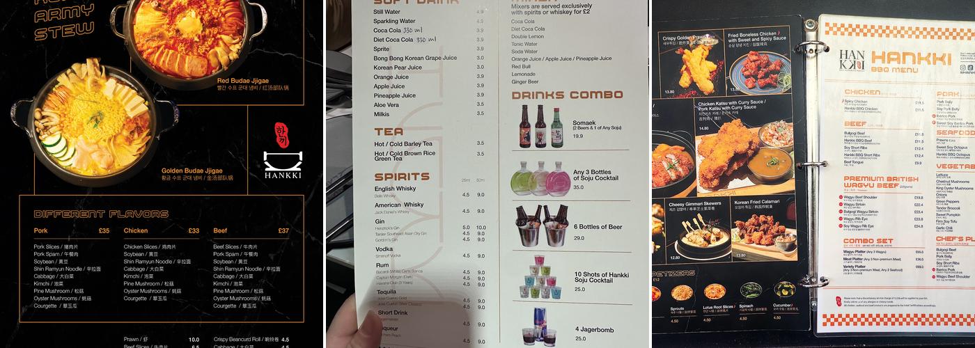 Hankki London China Town Menu