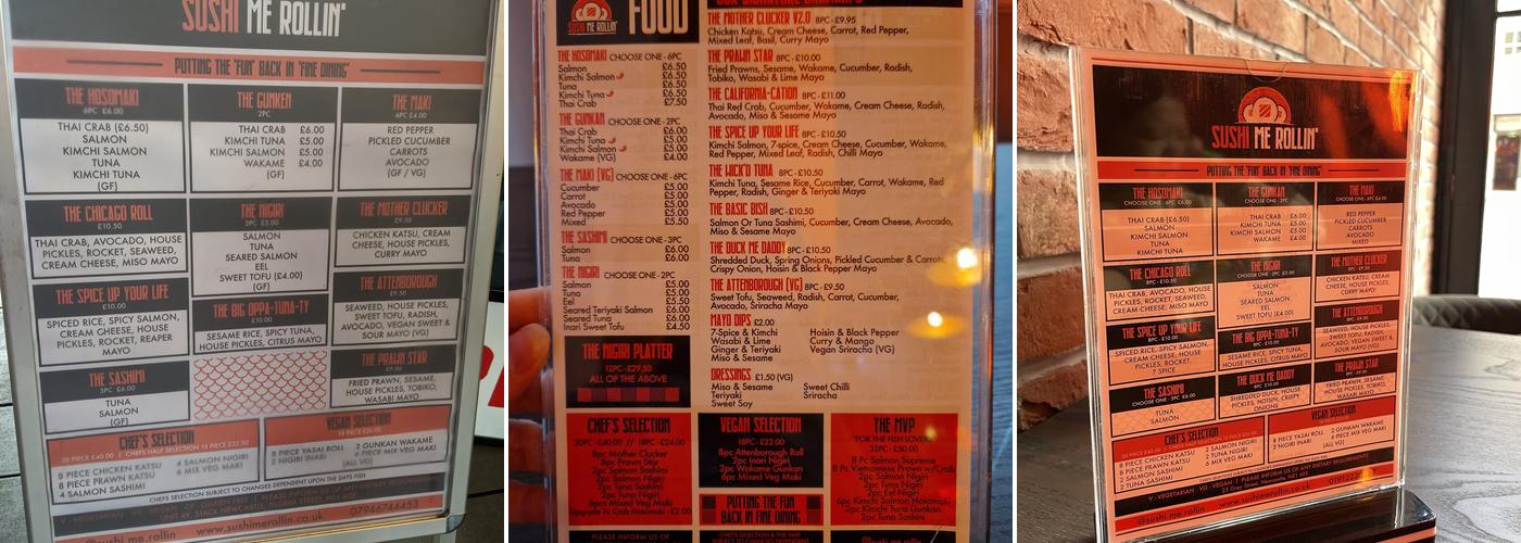 Sushi Me Rollin' Menu