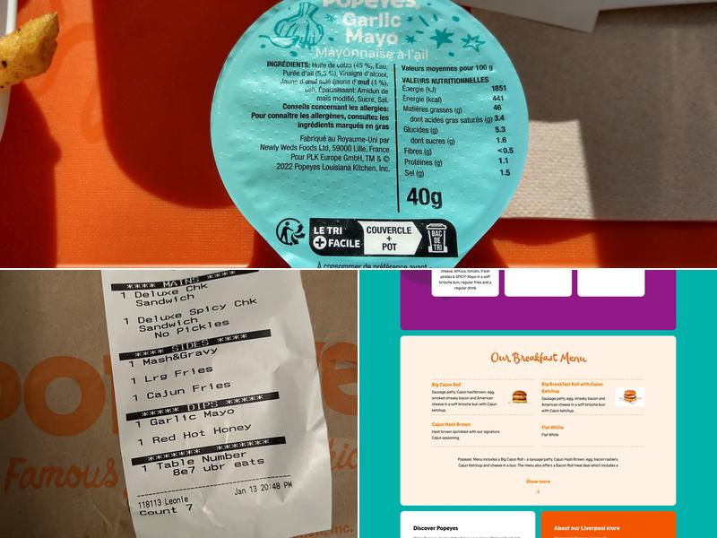 Popeyes Louisiana Chicken Menu