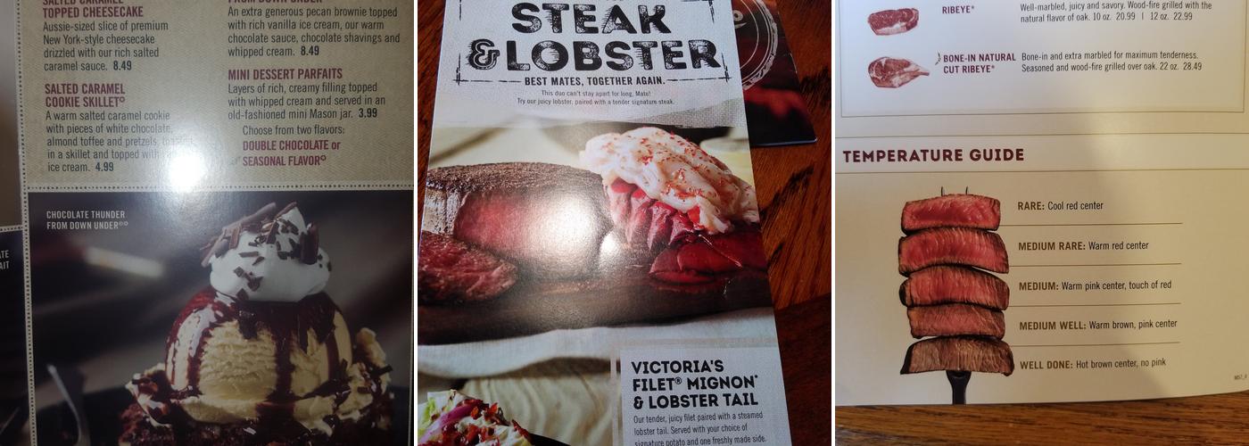 Outback Steakhouse Menu