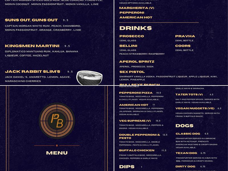 Point Blank Newcastle Menu