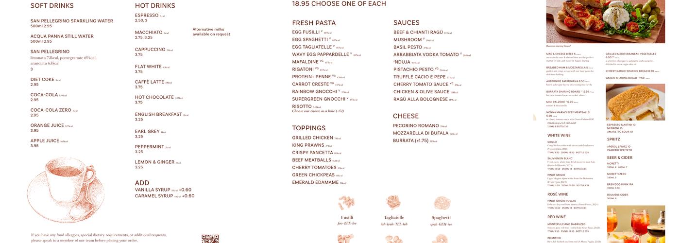 Pasta Evangelists - New Oxford Street Menu