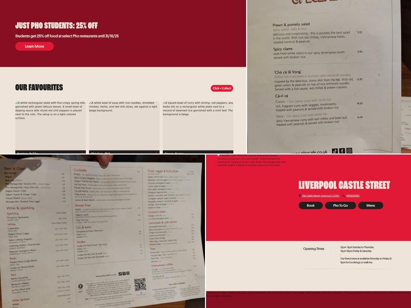 Pho Liverpool Castle Street Menu