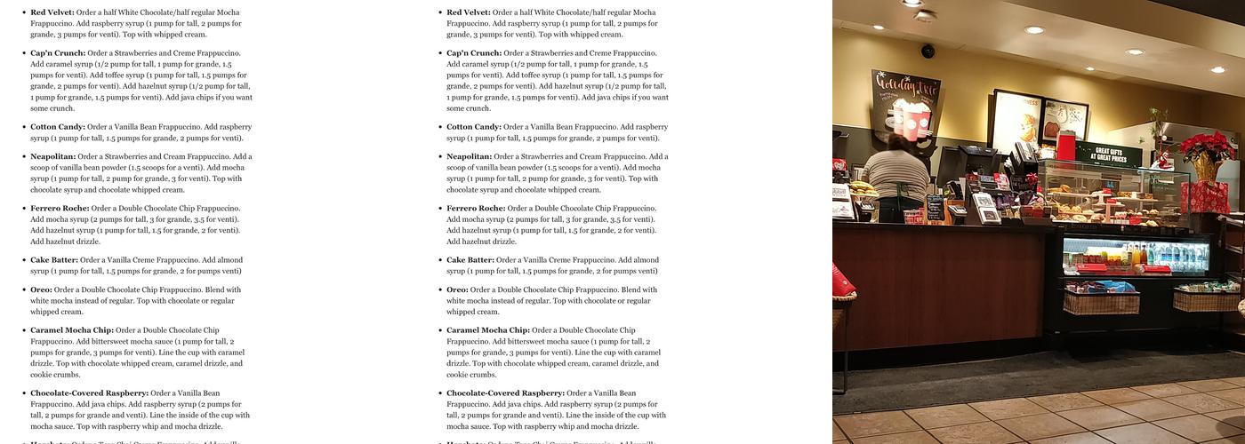 Starbucks Menu