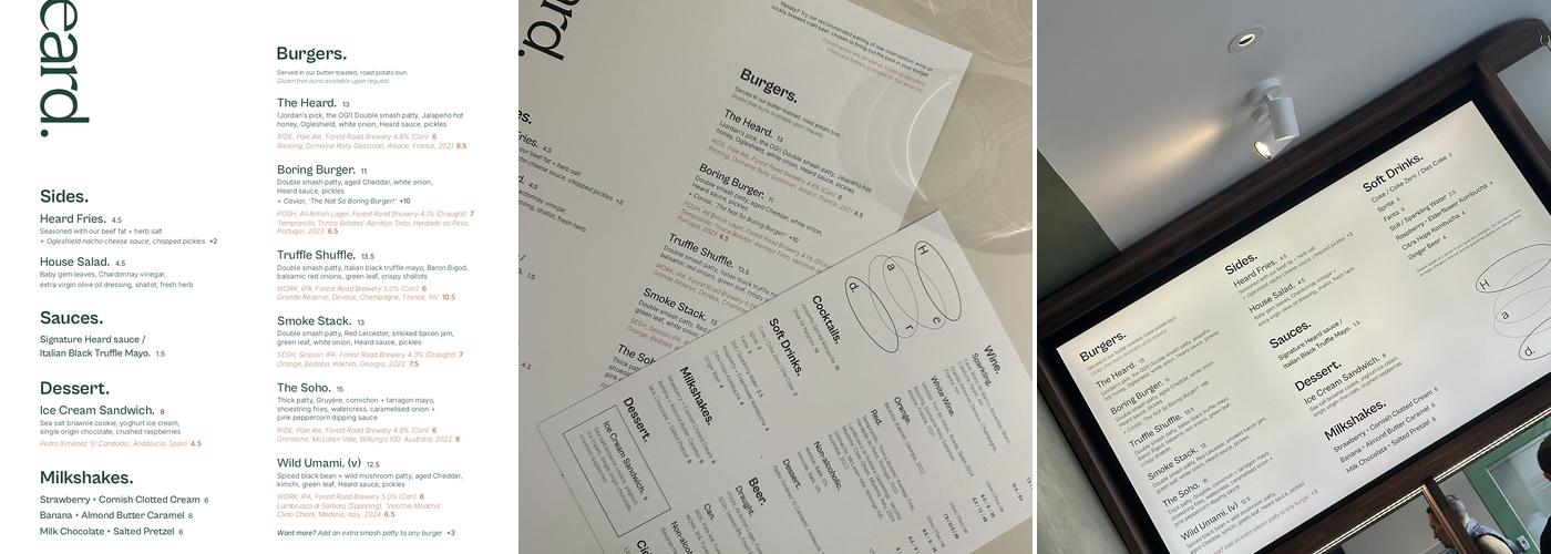 Heard. Burger Soho Menu
