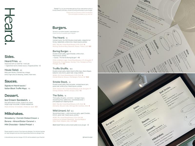 Heard. Burger Soho Menu