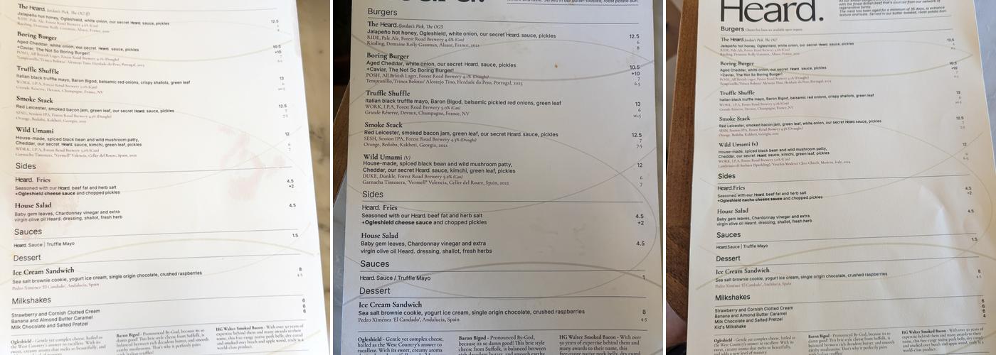 Heard. Burger Borough Menu