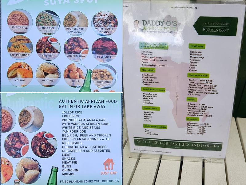Daddy O Suya Spot Menu