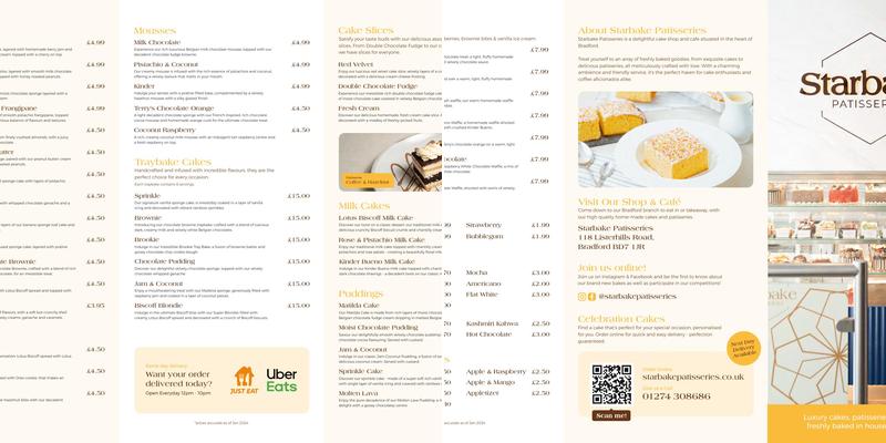 Starbake Patisseries Harrogate Menu