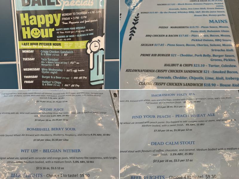 Shore Line Brewing Co. Menu