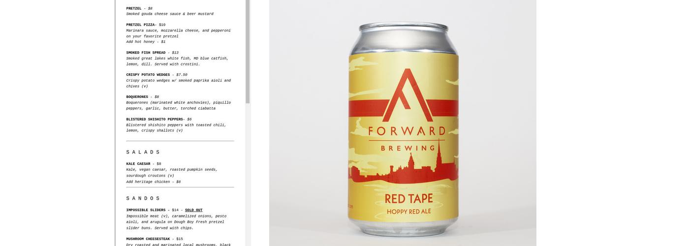 Forward Brewing Menu