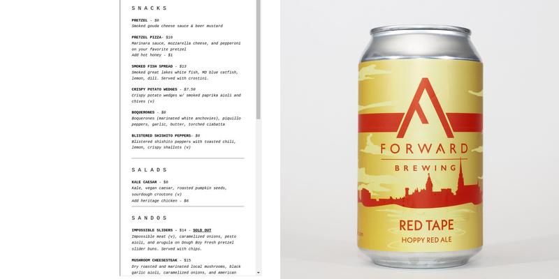 Forward Brewing Menu
