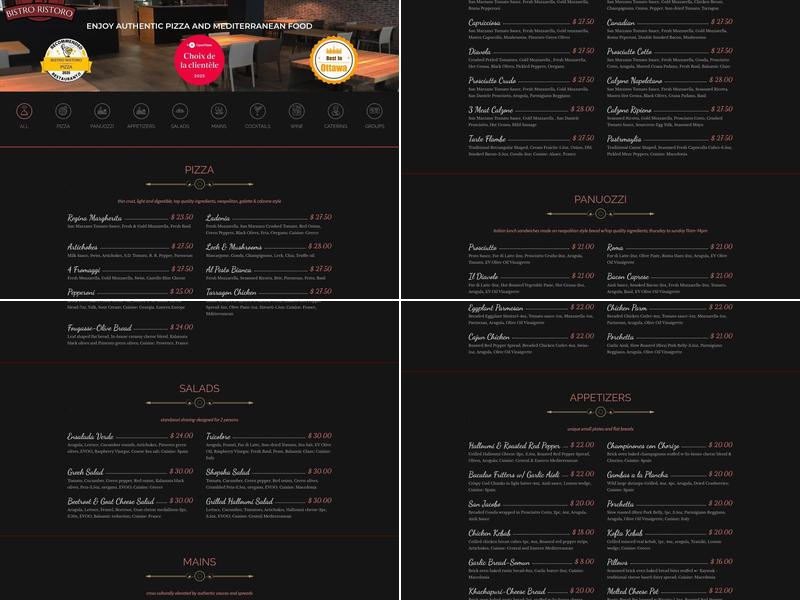 Bistro Ristoro Menu