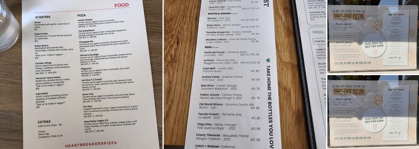Heartbreakers Pizza Menu