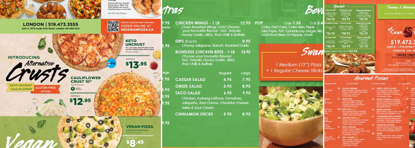 Red Swan Pizza Menu