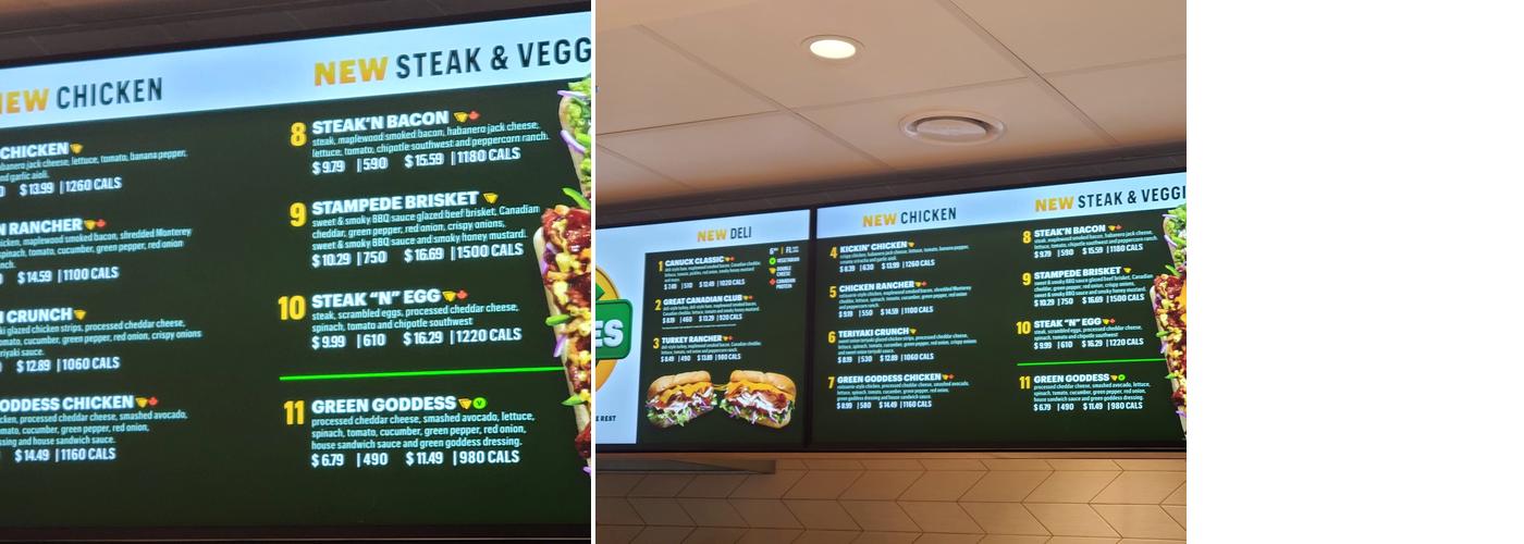 Subway Menu