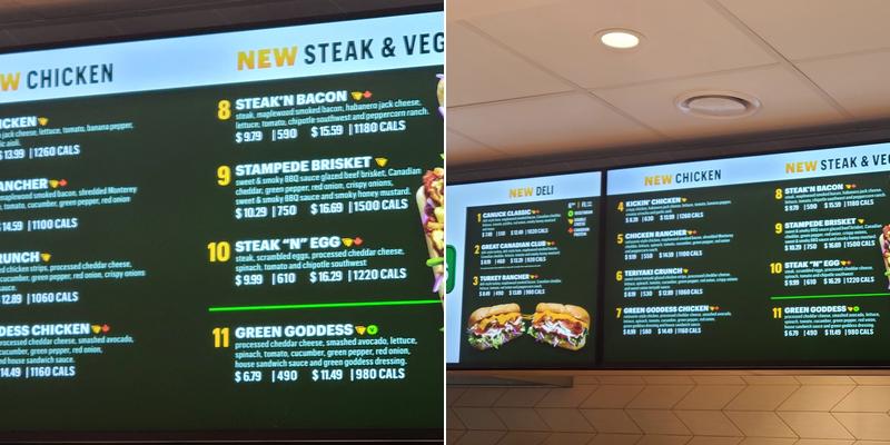 Subway Menu