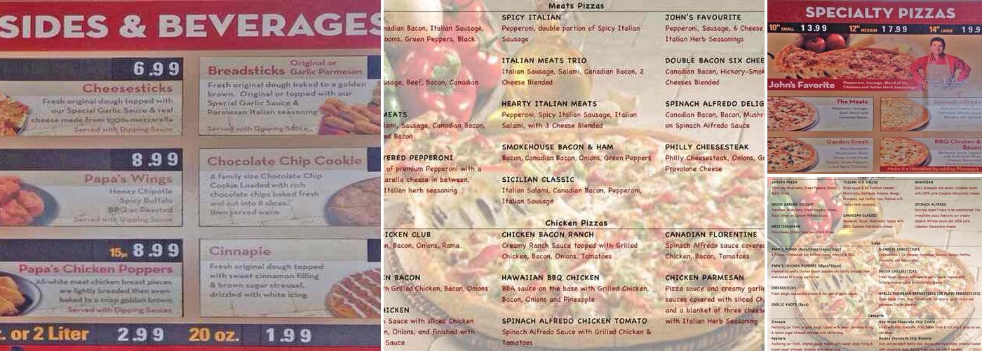 Papa Johns Pizza Menu