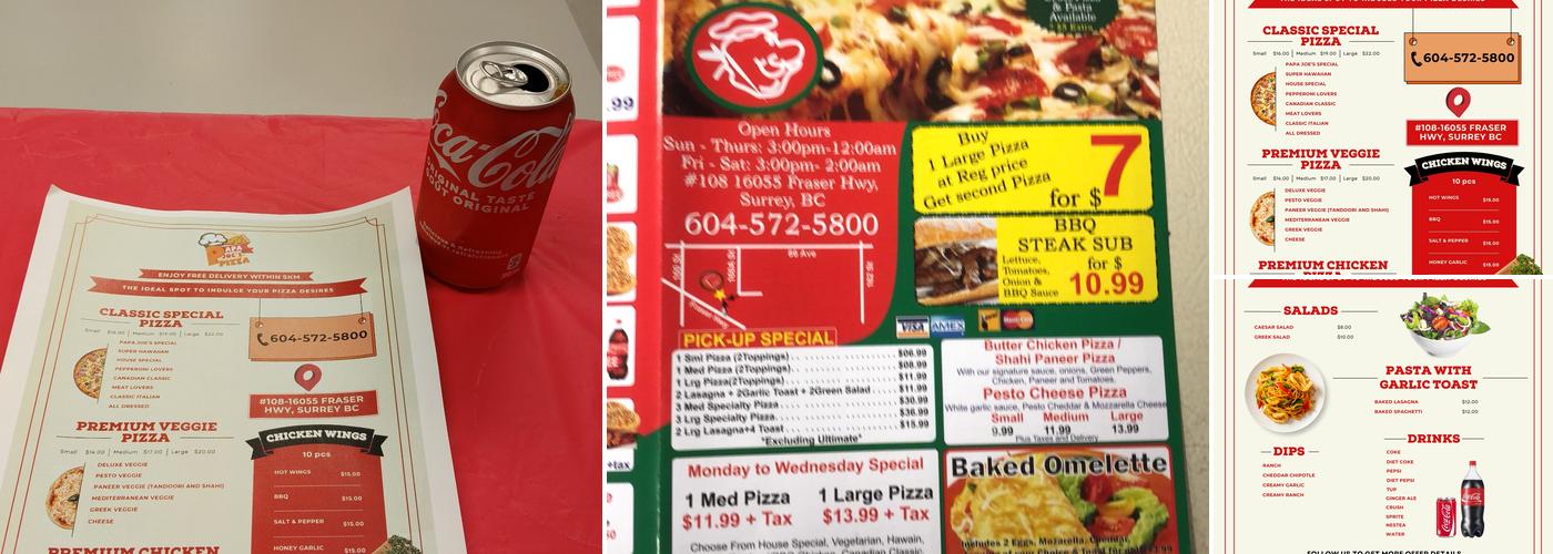 Papa Joe's Pizza Menu