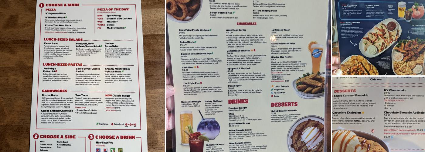 Boston Pizza Menu
