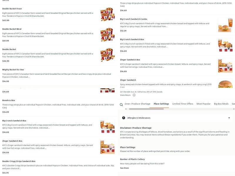 KFC Menu