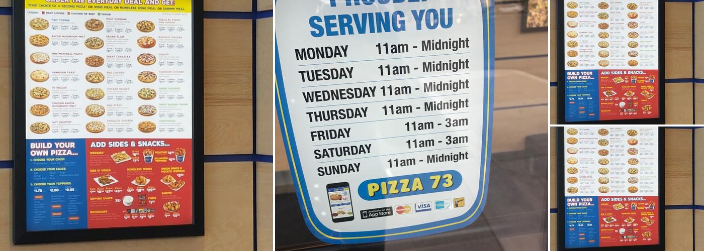 Pizza 73 Menu