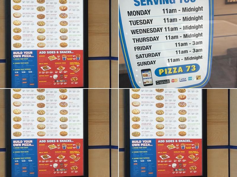 Pizza 73 Menu