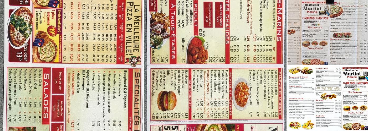 Martini Pizzeria Menu