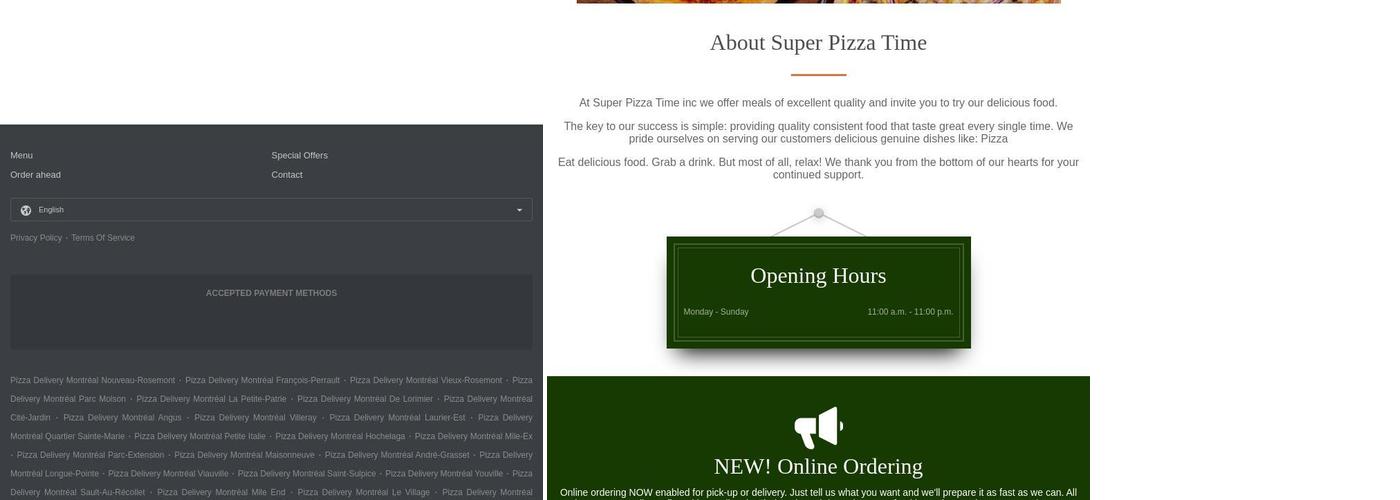 Super Pizza Times Menu