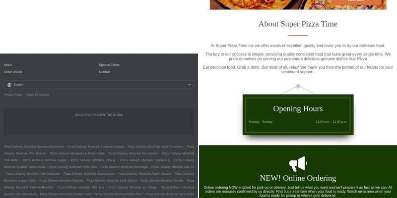 Super Pizza Times Menu