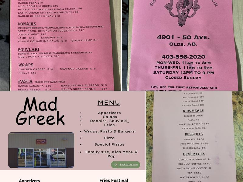 Mad Greek Menu