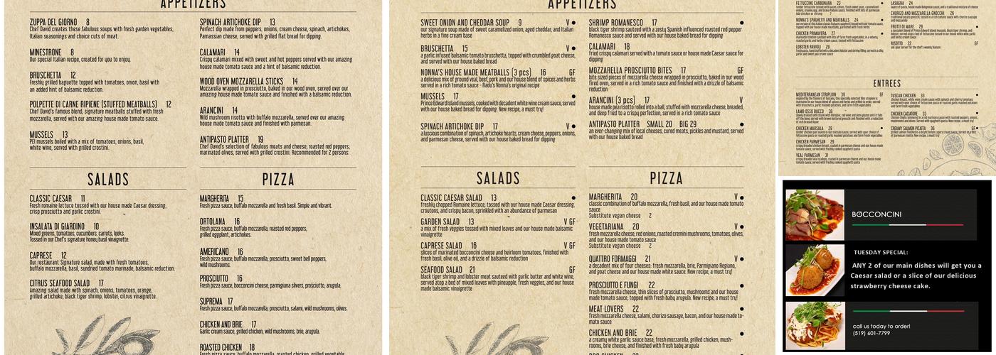 Bocconcini Menu