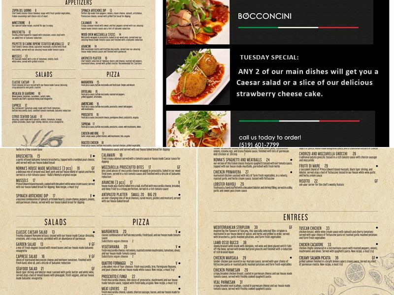 Bocconcini Menu
