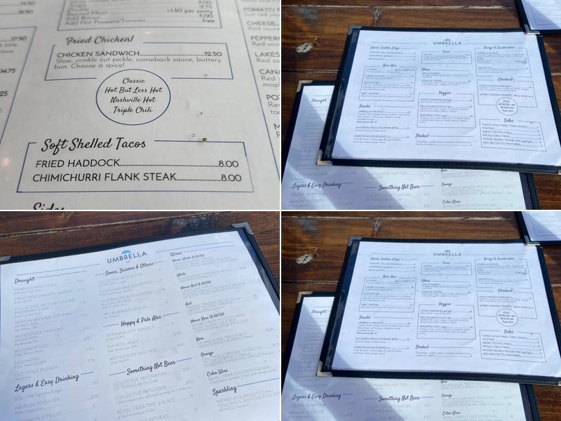 Umbrella Bar Menu